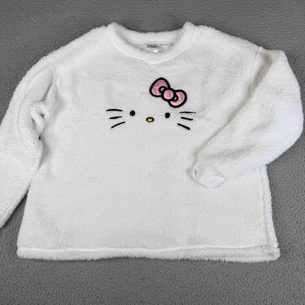 Hello Kitty Pajama Top Girl L 12-14 White Sanrio Faux Fur Fleece LZ44901SA Plush